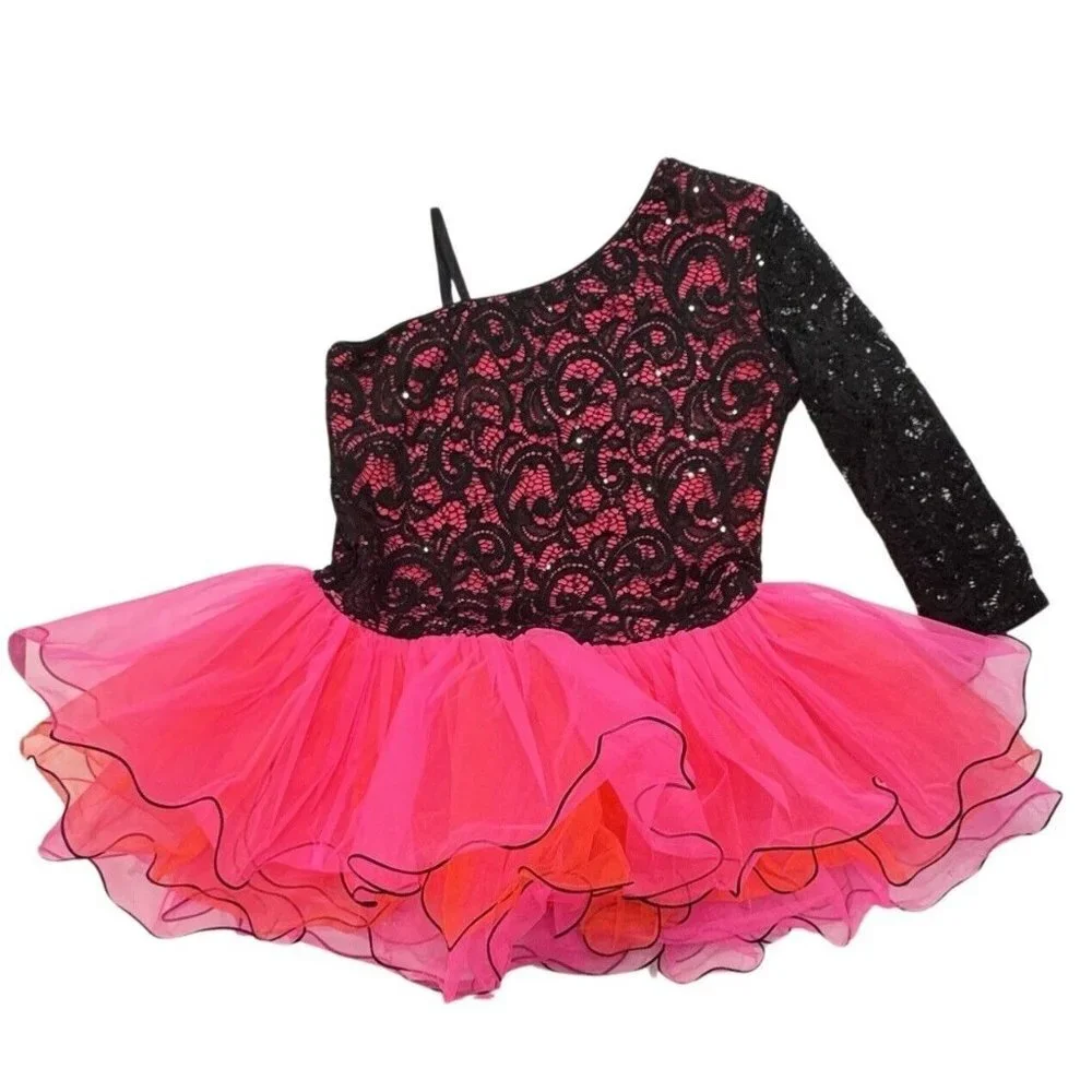 REVOLUTION Dance‎ Costume Dress Leotard Tutu Girls XXLC Black Pink Ballet Tap